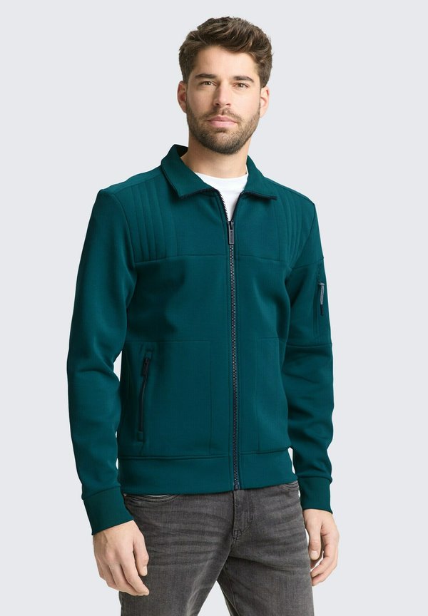 TOM TAILOR Zip-up sweatshirt - deep meadow green