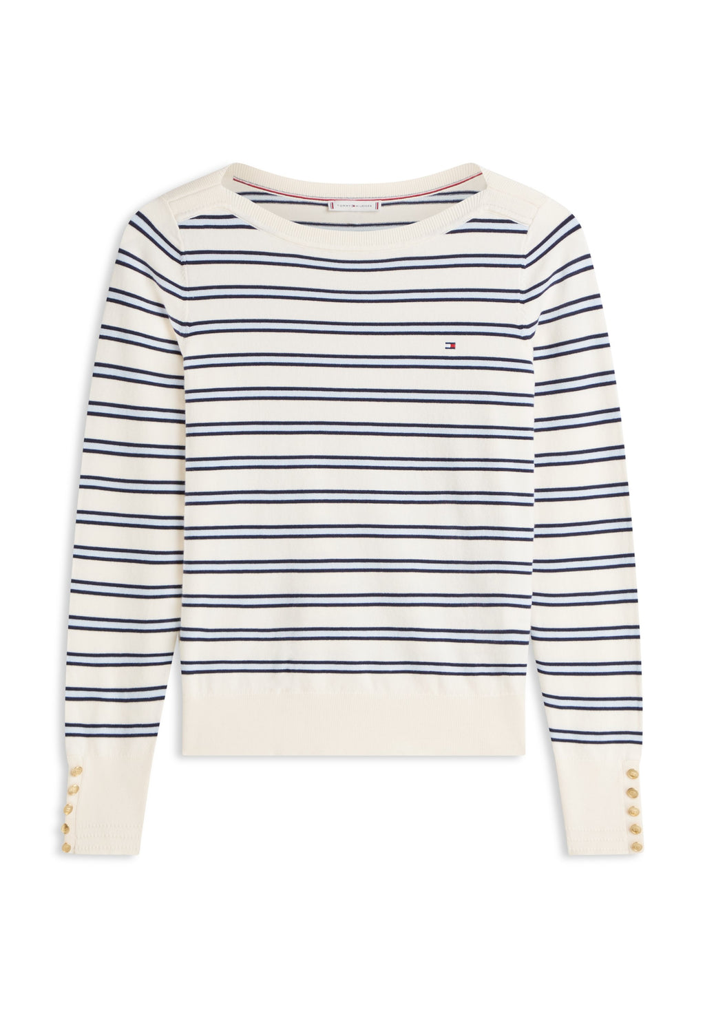 GOLD-TONE BUTTON JERSEY BOAT NECK JUMPER Media 1