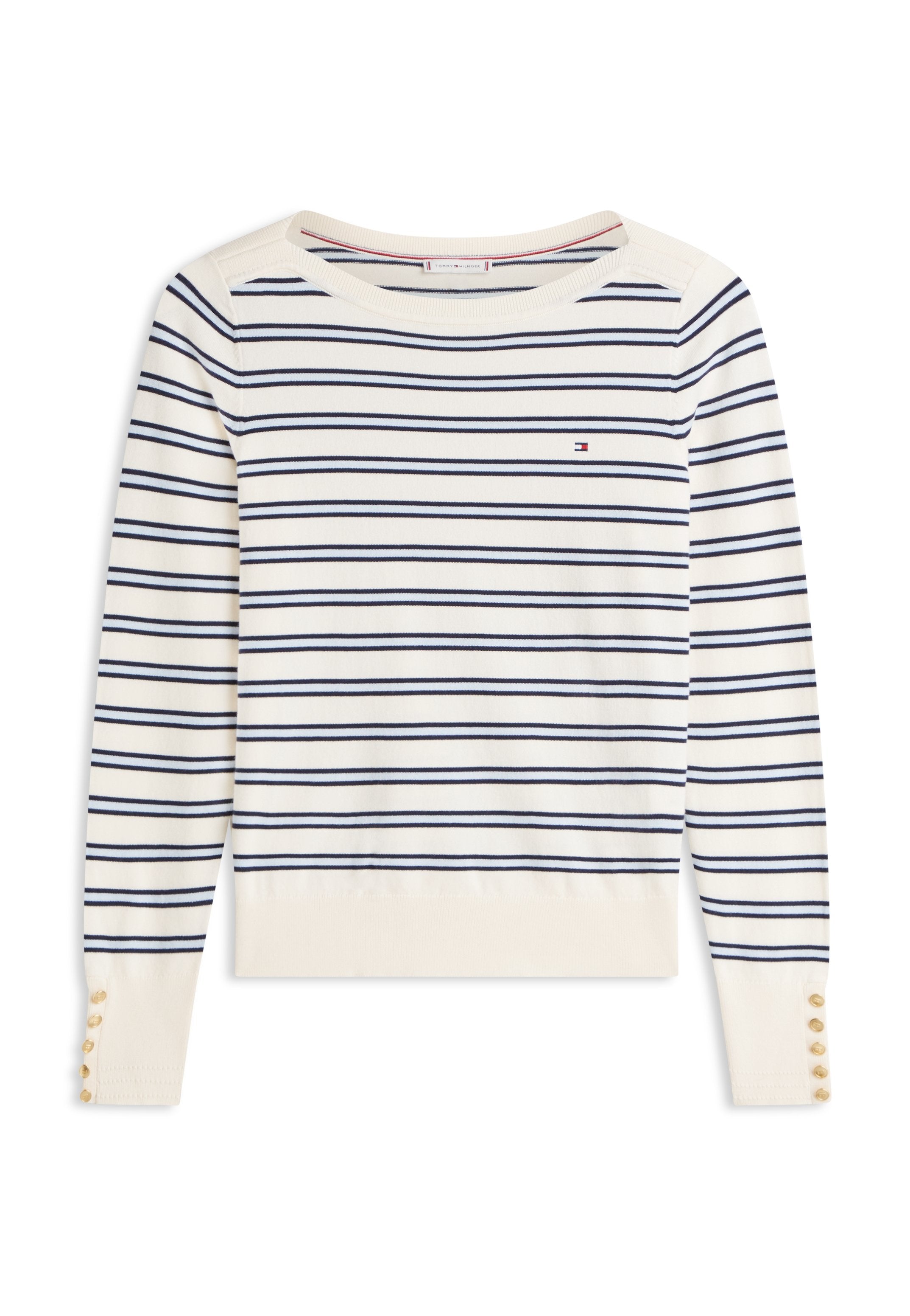 GOLD-TONE BUTTON JERSEY BOAT NECK JUMPER Media 1