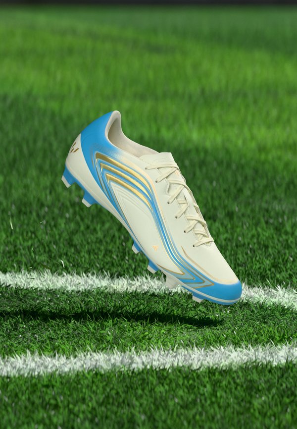 adidas Performance F50 MESSI CLUB Firm Ground / Multi Ground - Football boots artificial grass - ivory/semi blue burst/icey blue