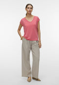 Vero Moda V-NECK TEE NOOS - Basic T-shirt - coral paradise