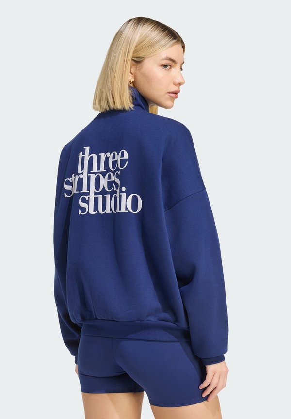 adidas Sportswear 3 STRIPES STUDIO TRACKTOP - Zip-up sweatshirt - dark blue