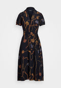 Lauren Ralph Lauren PRINT BELTED GEORGETTE PUFF SLEEVE DRESS