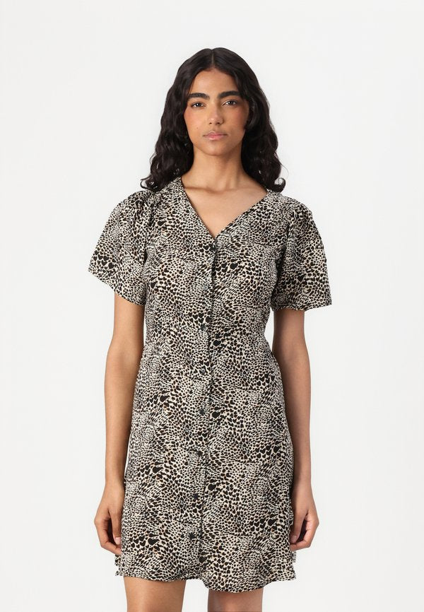 ONLY ONLEVIDA S/S SHORT DRESS WVN NOOS - Shirt dress - pumice stone/alma heart leo