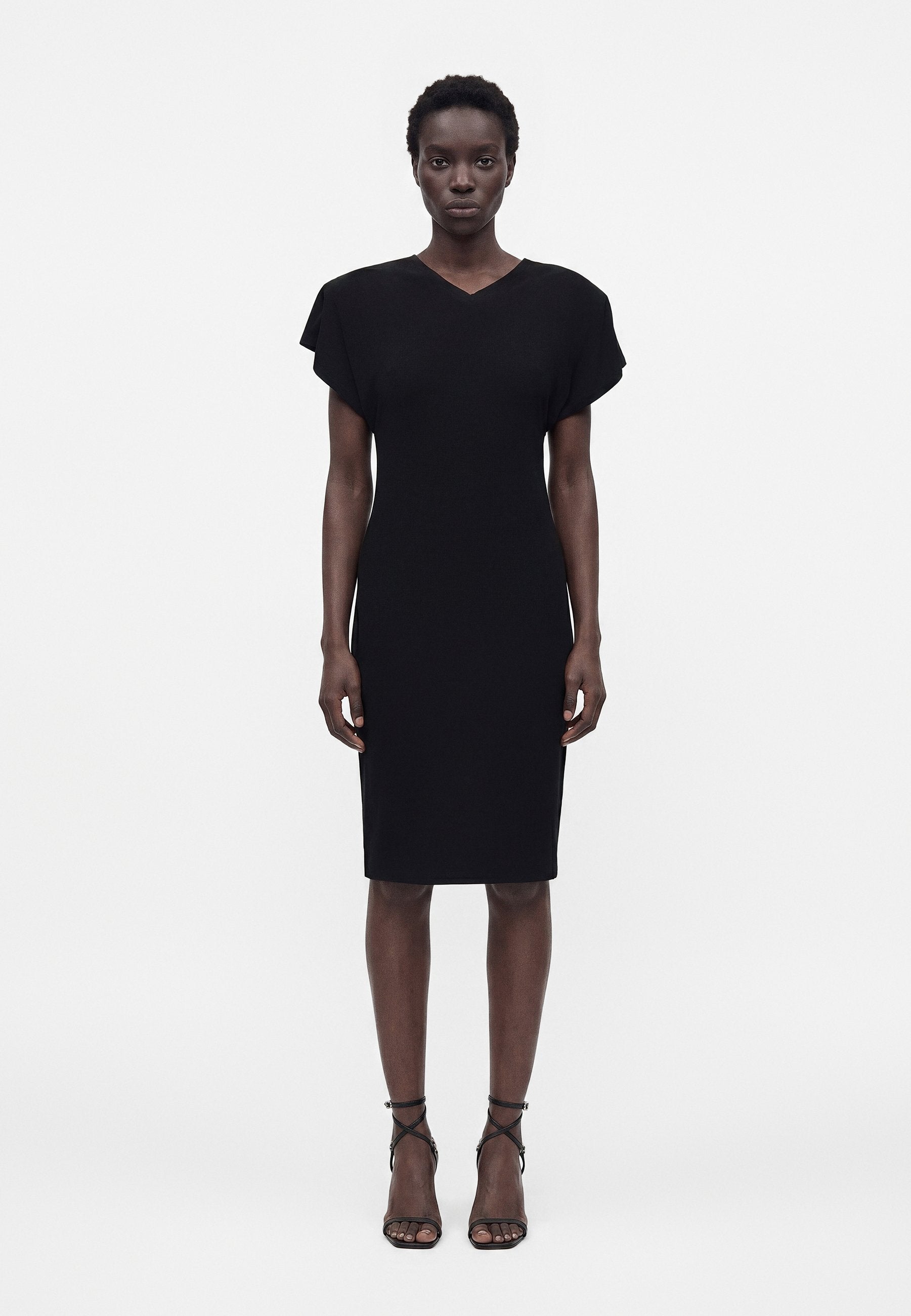 Norma Kamali SLEEVE SHOULDER PAD DRESS TO KNEE