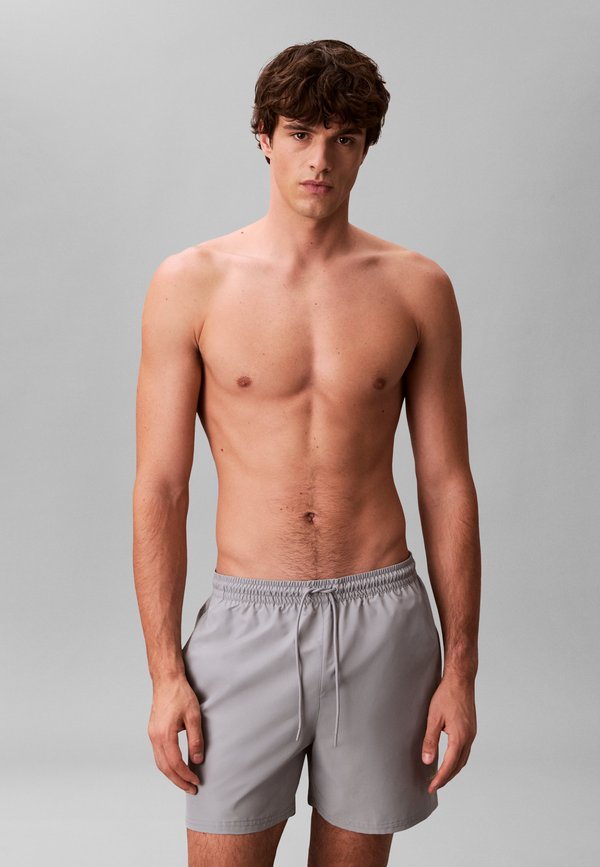 Calvin Klein Swimwear MEDIUM DRAWSTRING WAISTBAND - GRAPHIC MONOGRAM  - Swimming shorts - misty grey