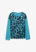 TOM TAILOR LOOSE FIT  MIT LEO-PRINT - Blouse - petrol/black big leo print