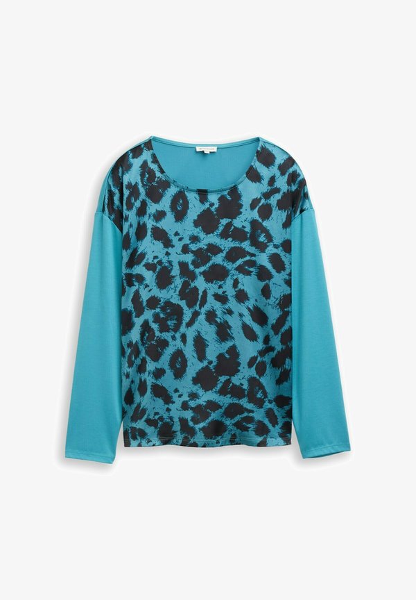 TOM TAILOR LOOSE FIT  MIT LEO-PRINT - Blouse - petrol/black big leo print
