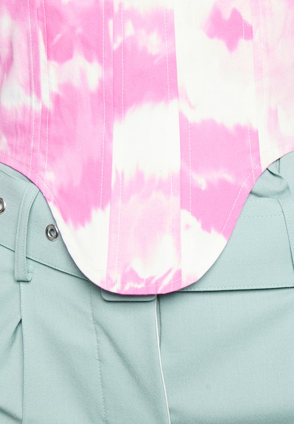 ROKH OFF SHOULDER DETAILED CORSET TIE DYE