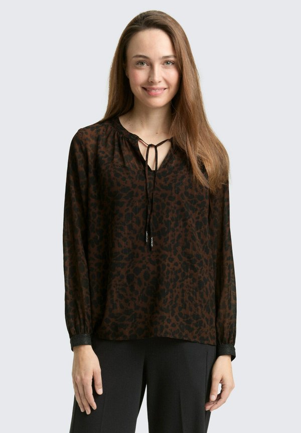 TOM TAILOR Blouse - brown black small leo print