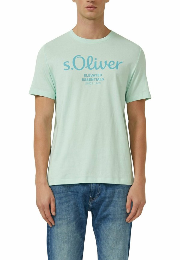 s.Oliver 4ER PACK  - Print T-shirt - hellgrün/weiß/hellgrau/schwarz