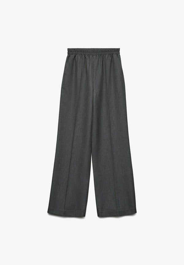 Vero Moda Wide-leg VMCLEO High waist - Trousers - dark grey melange