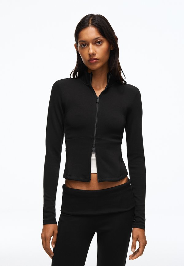 Bershka JACKET - Zip-up sweatshirt - black