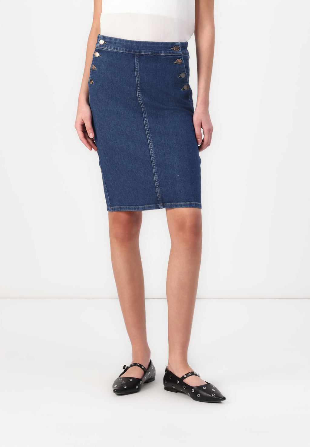 ONLY ONLHUSH BUTTON MIDI SKIRT