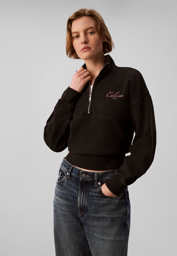 Calvin Klein Jeans CALVIN KLEIN JEANS RELAXED QUARTER ZIP SWEATSHIRT - Sweatshirt - black