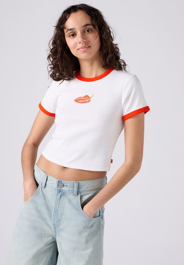 Levi's® GRAPHIC MINI RINGER - Print T-shirt - lse_spicy pepper w glitter bright white