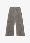 Bershka TEXTURED LOW-RISE - Straight leg jeans - blue denim