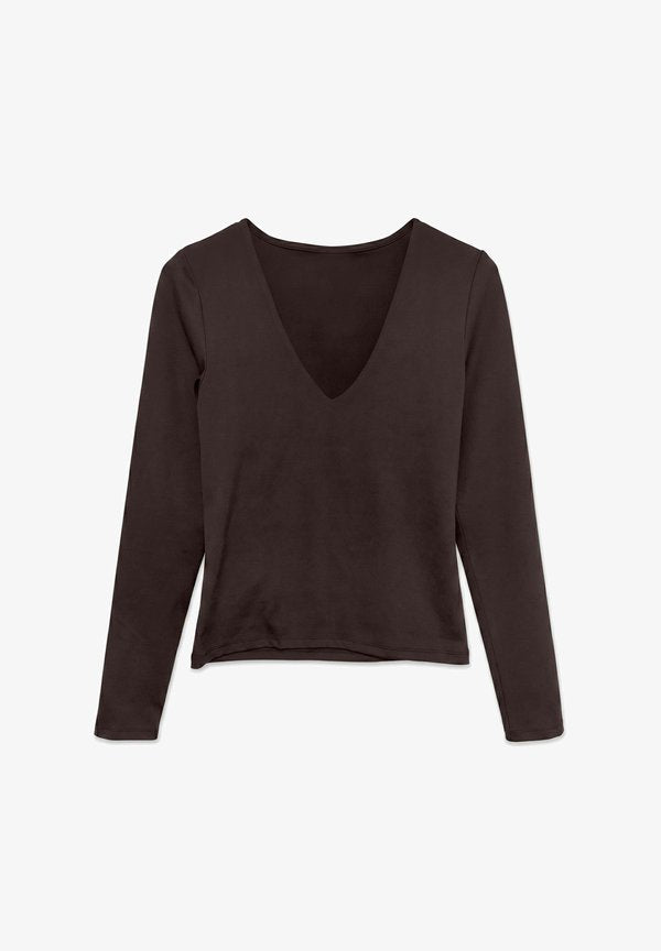 Vero Moda TOP VMLIVA TOP - Long sleeved top - chocolate torte