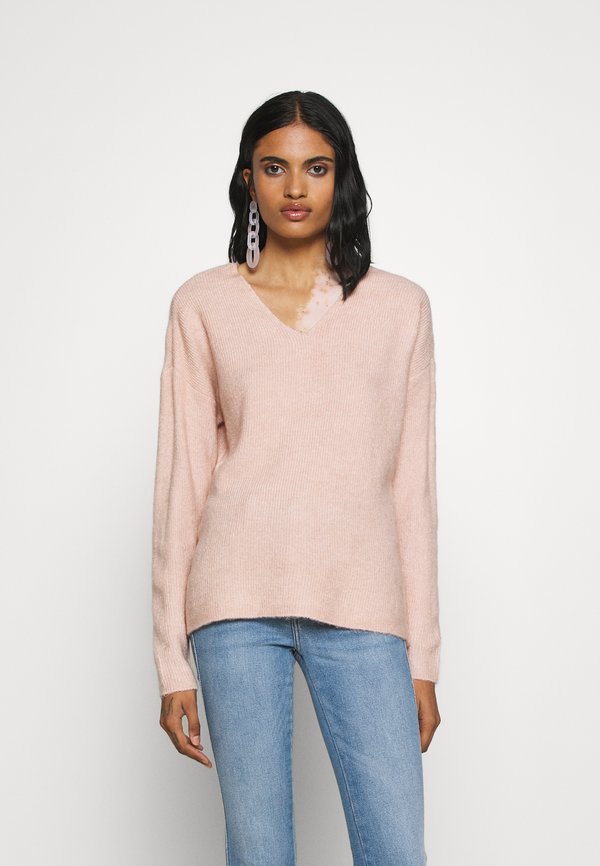 Vero Moda VMCREWLEFILE  V-NECK  - Jumper - sepia rose melange