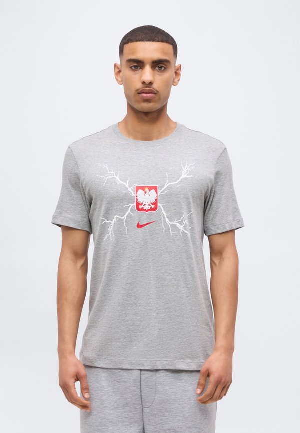 Nike Performance POLAND MENS GRAPHIC TEE - National team wear - dark grey heather/sport red