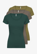 ONLY PACK OF 3 - Basic T-shirt - tgreen moos wall