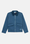 Die leichte blaue Jacke hat einen Cordkragen, zwei Fronttaschen und einen Reißverschluss. Zeitloses Design mit lockerer Passform und strapazierfähigem Stoff.