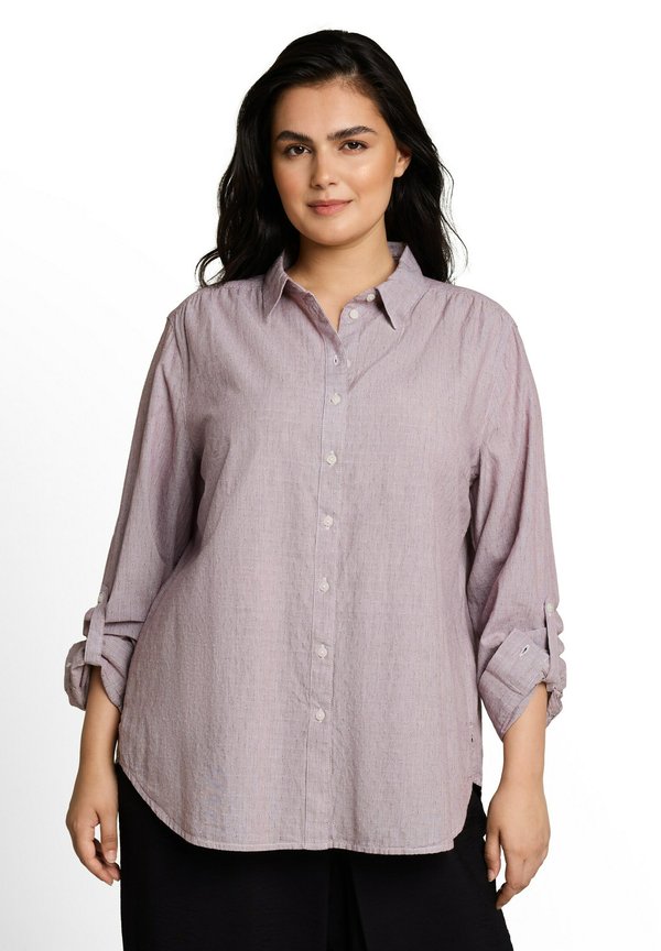 TOM TAILOR BLOUSE WITH DOBBY FABRIC - Button-down blouse - preppy plum dobby