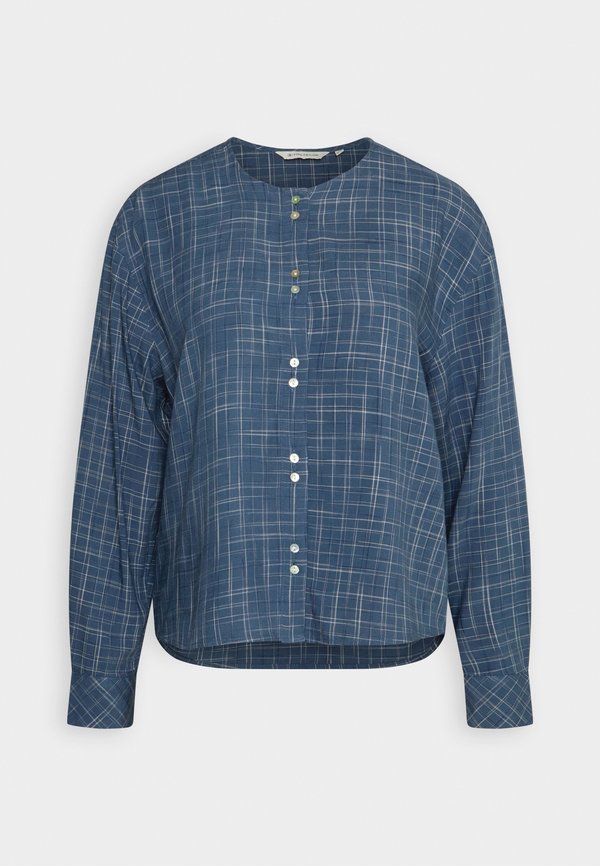 TOM TAILOR BLOUSE  - Button-down blouse - woven small blue grid check