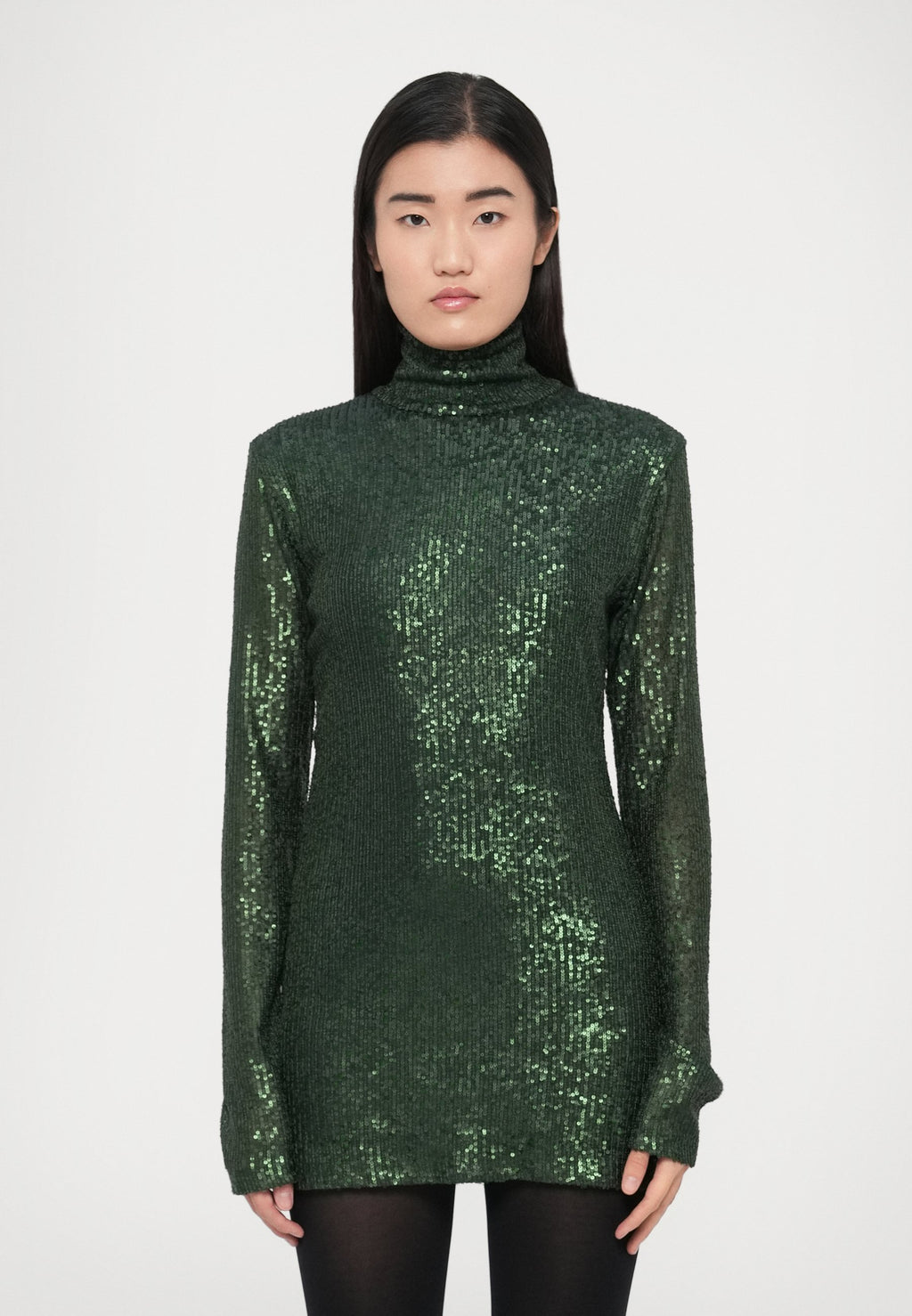 Norma Kamali LONG SLEEVE SLIM FIT TURTLENECK PICKLEBALL DRESS