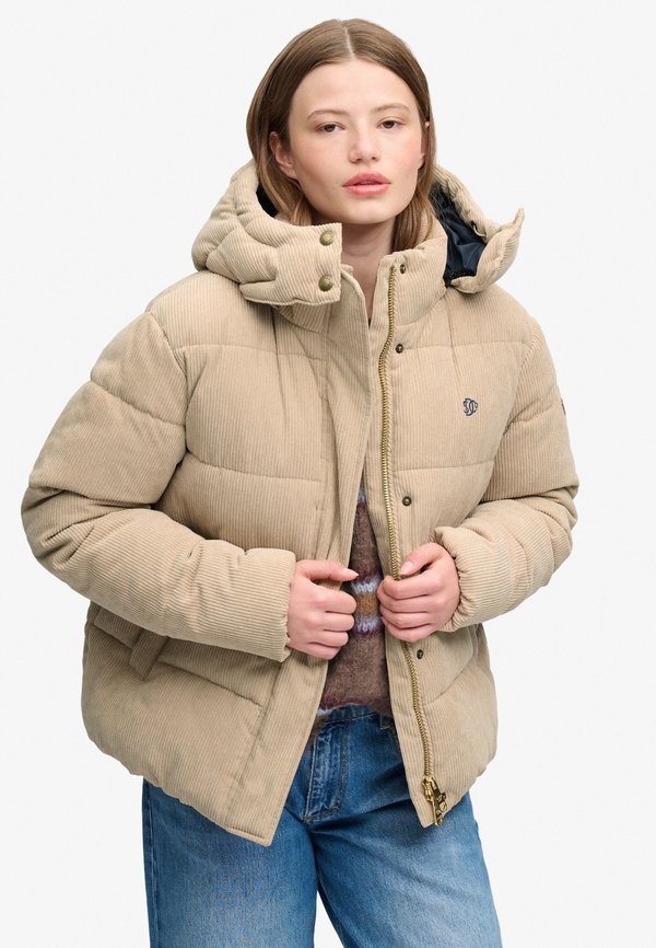 Superdry & Co SUPERDRY PREMIUM HOODED CORD PUFFER JACKET.. - Winter jacket - incense brown