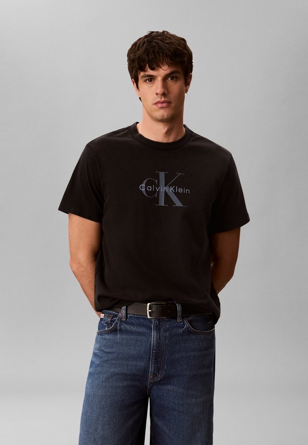 Calvin Klein Jeans SS 20S ACID WASH MONOLOGO GRAPHI - Print T-shirt - black