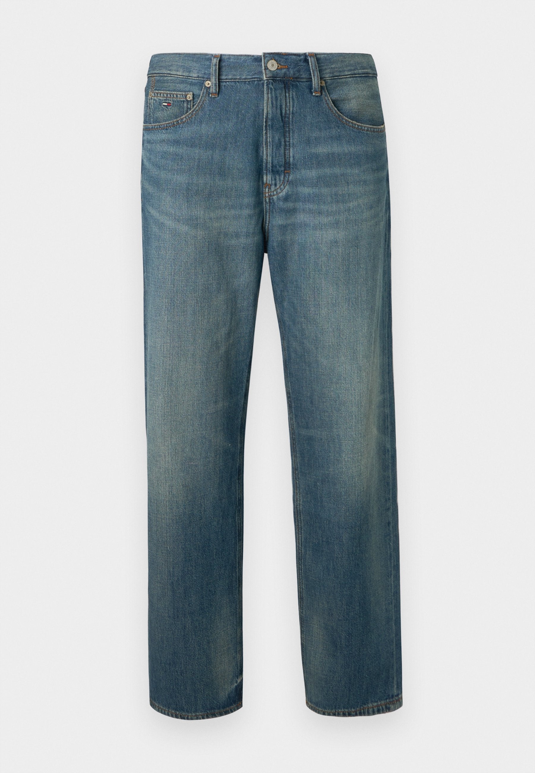 Denim-Jeans in einer mittleren Waschung mit geradem Bein, featuring ein klassisches Fünf-Taschen-Design und subtilen Verblassungsdetails.