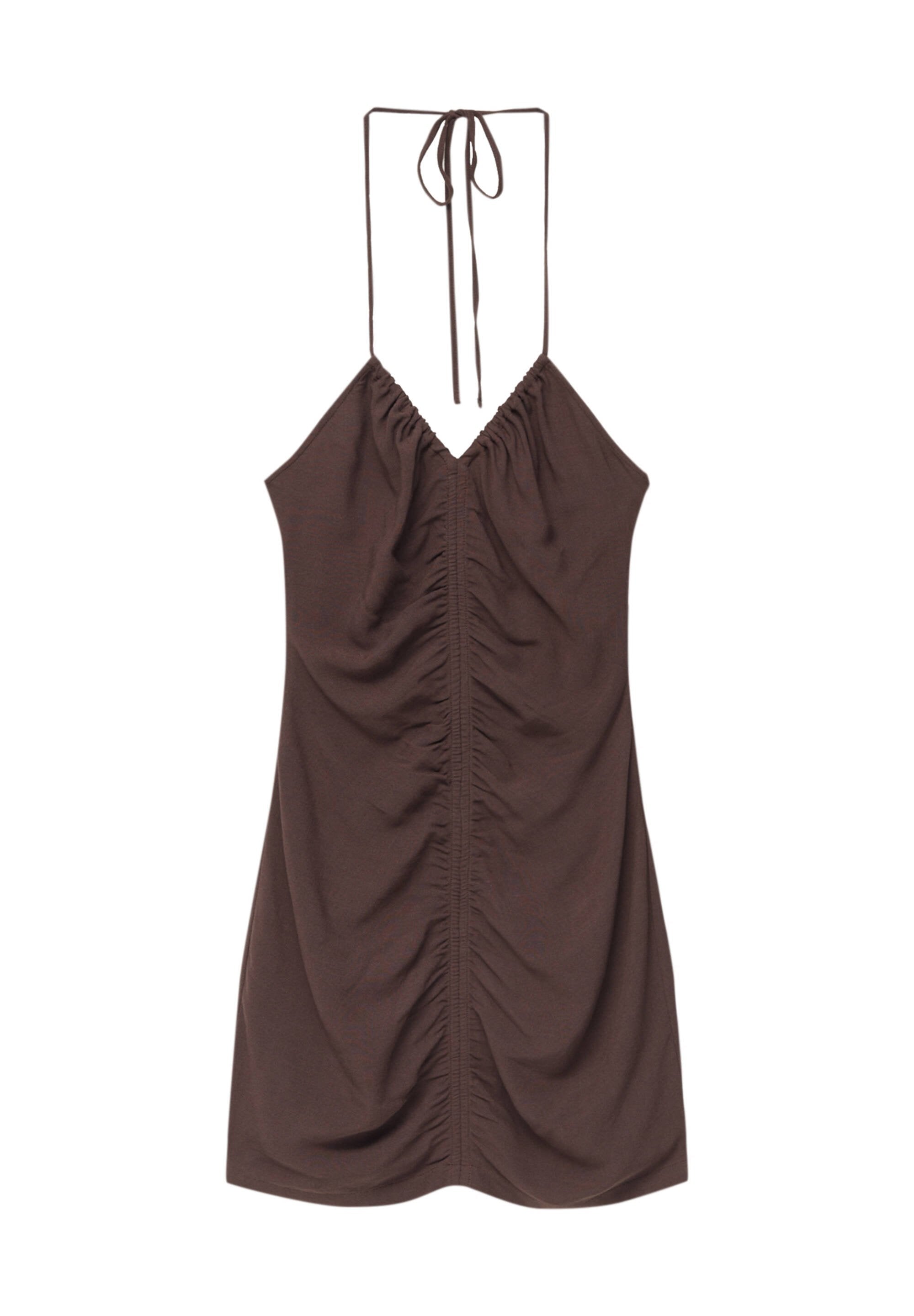 PULL&BEAR SHORT GATHERED HALTER NECK