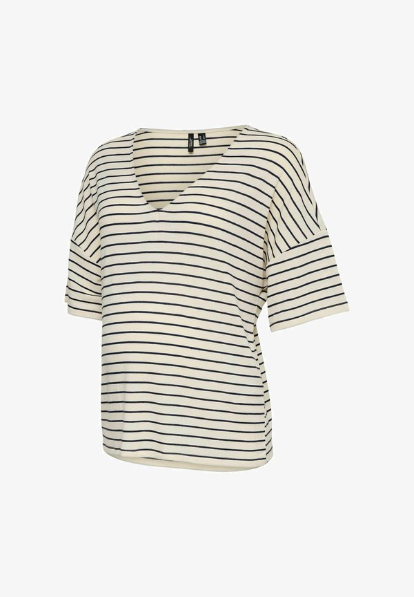 Vero Moda Loose Fit V-Neck Dropped shoulders - Print T-shirt - birch