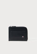 Tommy Hilfiger HILFIGER FLAG RIBBED LEATHER ZIP-AROUND WALLET - Wallet - black