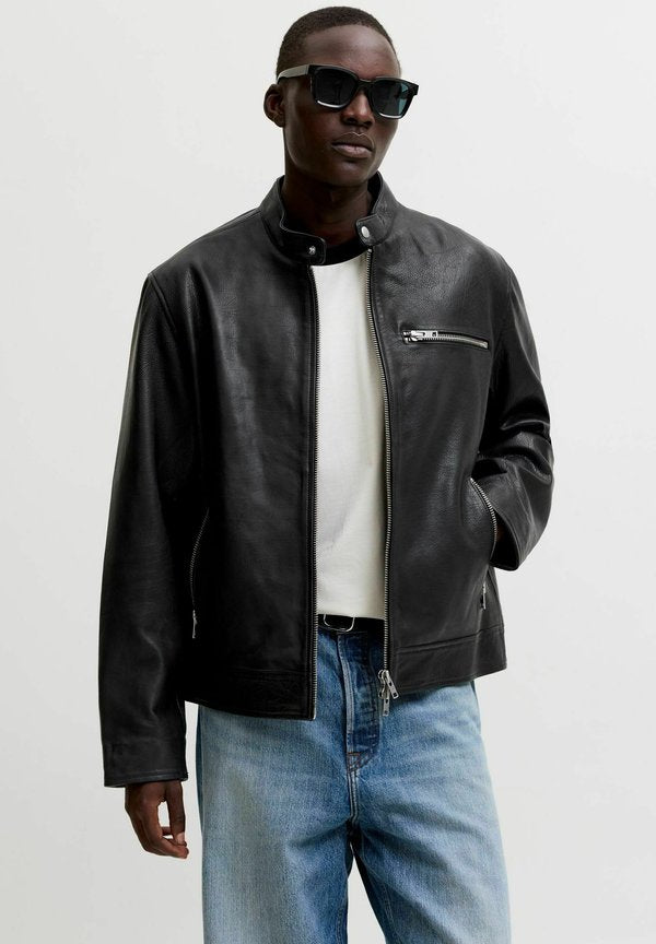 Jack & Jones Leather jacket - black