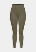 Hoch taillierte Leggings in Olivgrün aus stretchigem Stoff. Mit Flatlock-Nähten und einer seitlichen Tasche zur Aufbewahrung. Glatte Textur.