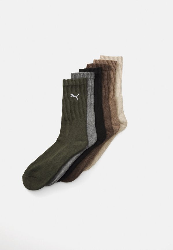 Puma CREW SOCK UNISEX 6 PACK - Sports socks - brown/green
