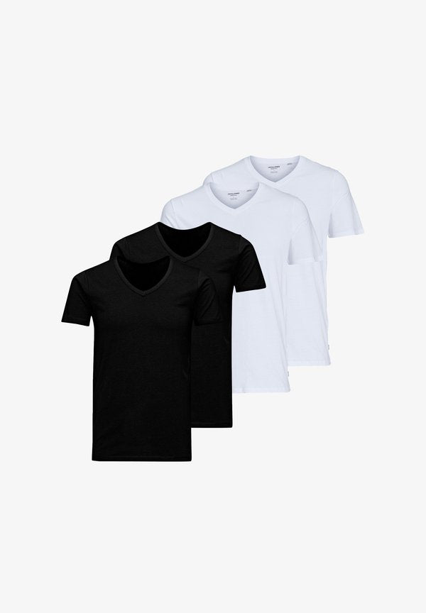Jack & Jones 4ER PACK KURZARM - Undershirt - schwarz weiß