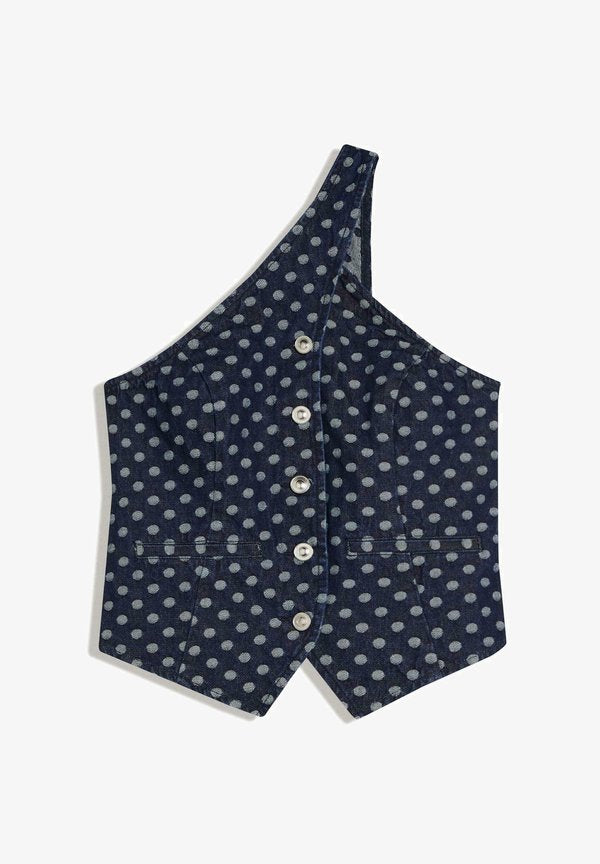 Bershka ASYMMETRIC POLKA DOT - Blouse - royal blue