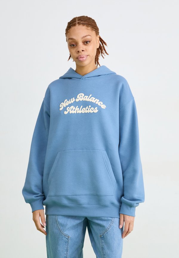New Balance LINEAR HERITAGE LONG HOODIE - Hoodie - blue