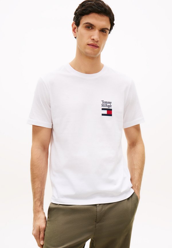 Tommy Hilfiger LOGO EMBROIDERY JERSEY CREW NECK T-SHIRT - Print T-shirt - white