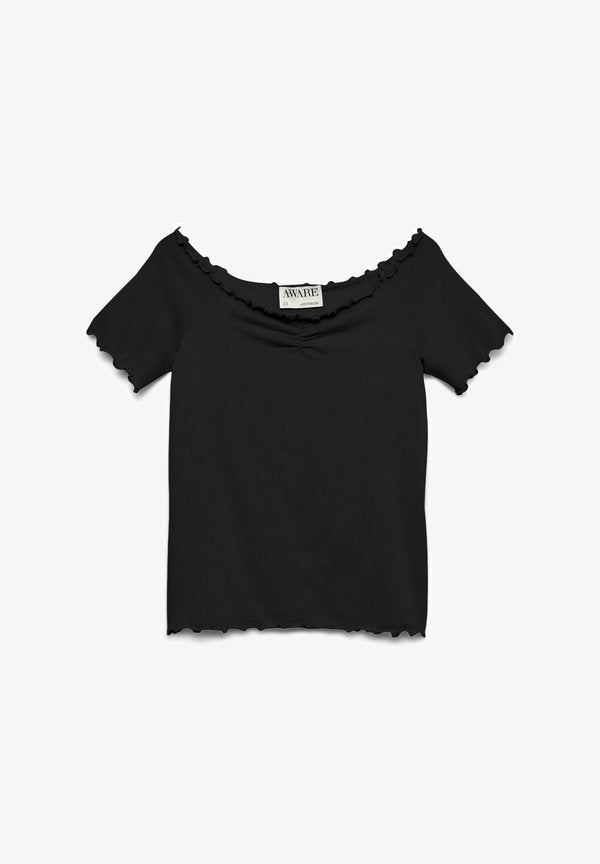 Vero Moda Off shoulder AWAMYRA - Print T-shirt - black