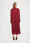 Fiorucci BURGUNDY KISSING ANGELS JACQUARD MAXI SHIRT DRESS