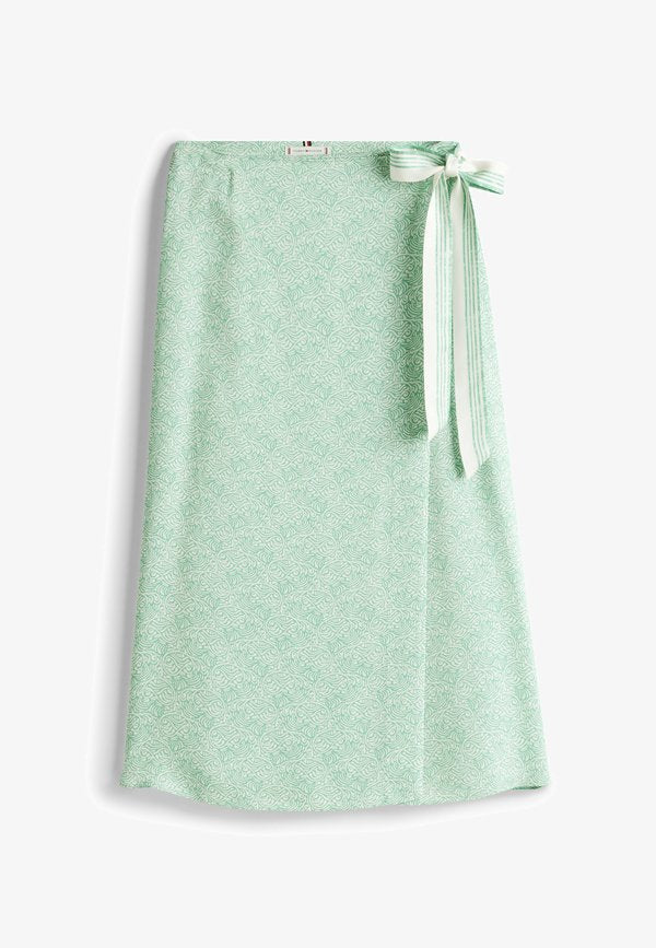 Tommy Hilfiger SATEEN - A-line skirt - illustrated wave  fort green