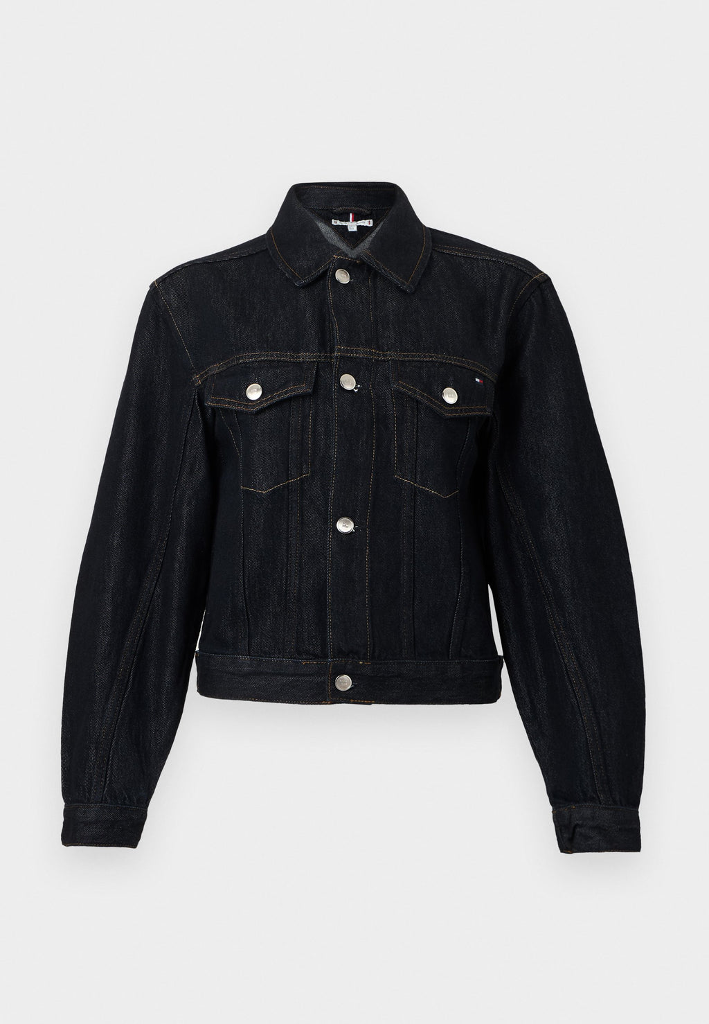 FLAG EMBROIDERY PLEATED DENIM JACKET Media 1