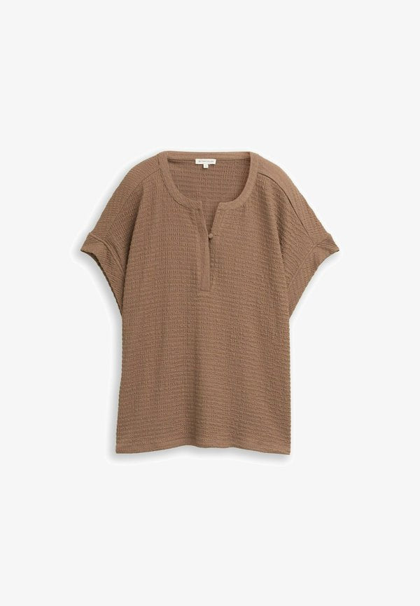 TOM TAILOR TOM TAILOR T-SHIRT CRINKLE T-SHIRT - Blouse - taupe grey