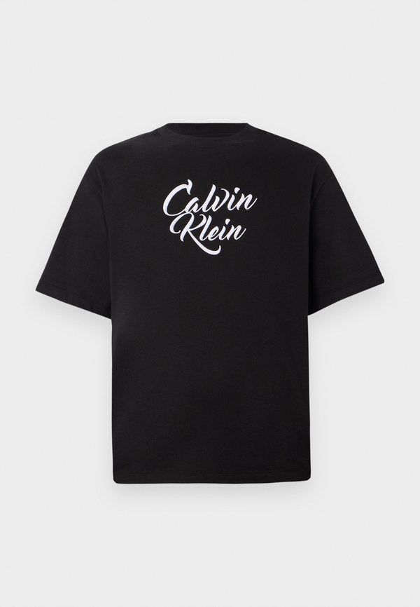 Calvin Klein Jeans SS 16S SN CURSIVE CALVIN GRAPHIC - Print T-shirt - black