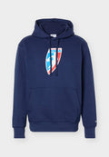 Marineblauer Hoodie mit Fronttasche, verstellbarer Kordelkapuze und einem rot-weiß-blauen WNBA-Logo mittig auf der Brust.