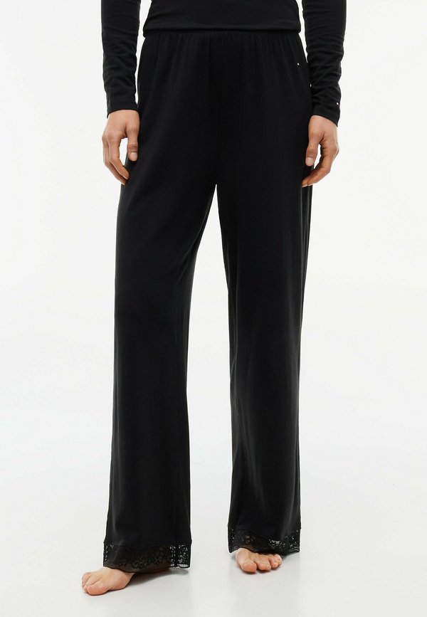 Tommy Hilfiger TOMMY HILFIGER LACE TRIM RELAXED PYJAMA BOTTOMS - Pyjama bottoms - black
